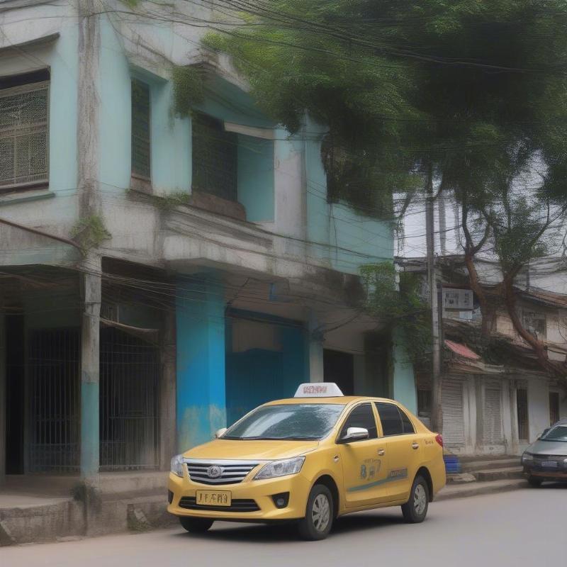 Taxi Xanh SM Bà Rịa dừng bên lề đường